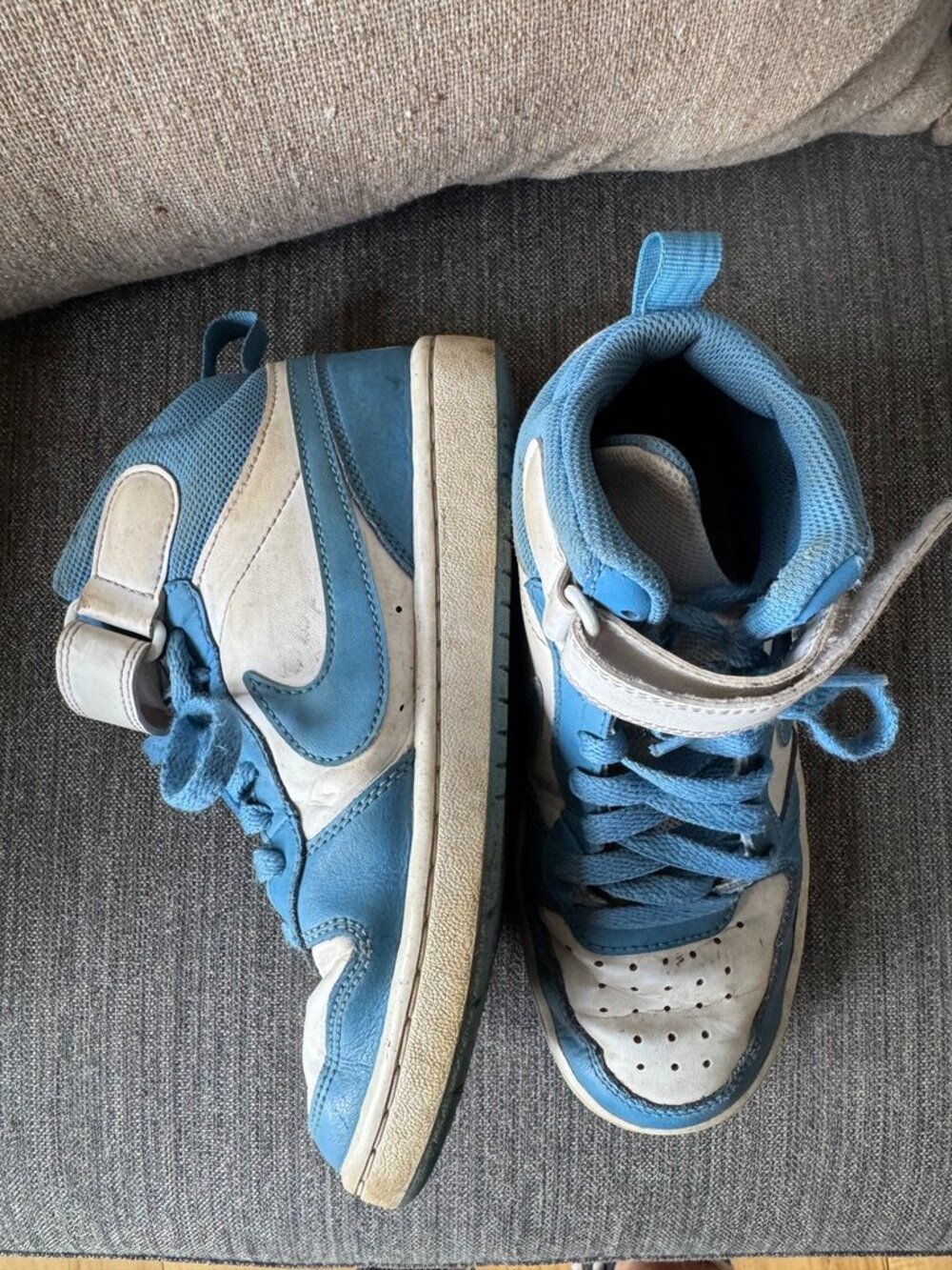 Nike Court Borough Mid 2 White University Blue Kids 4Y - Picture 5 of 8